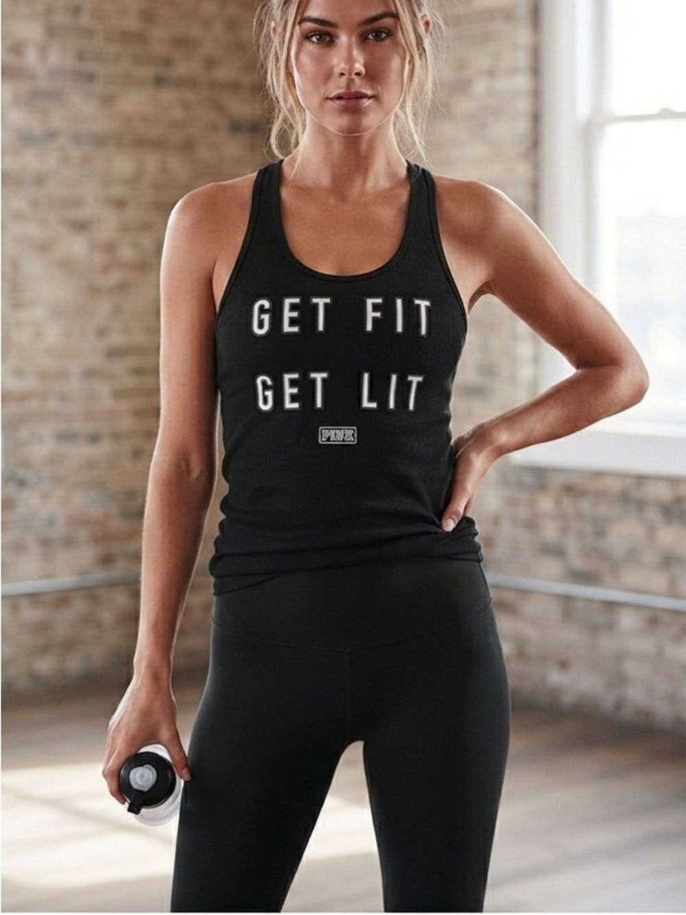 Victoria's Secret PINK "Get Fit Get Lit" Racerback Tank Top - Size XS